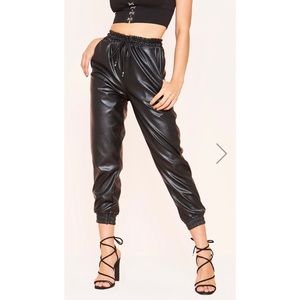 Missy Empire Leather Joggers on Sale 